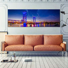 Load image into Gallery viewer, Large  Piscataqua  River  Bridge  New  Hampshire  At  Night  Canvas  Art In Living Room
