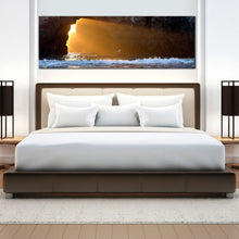 Load image into Gallery viewer, Large  size  ocean  rock  beach  light  streaming  cave  canvas  print In Bedroom

