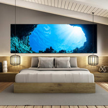 Load image into Gallery viewer, Large  size  ocean  rock  beach  light  streaming  cave  canvas  print For Bedroom
