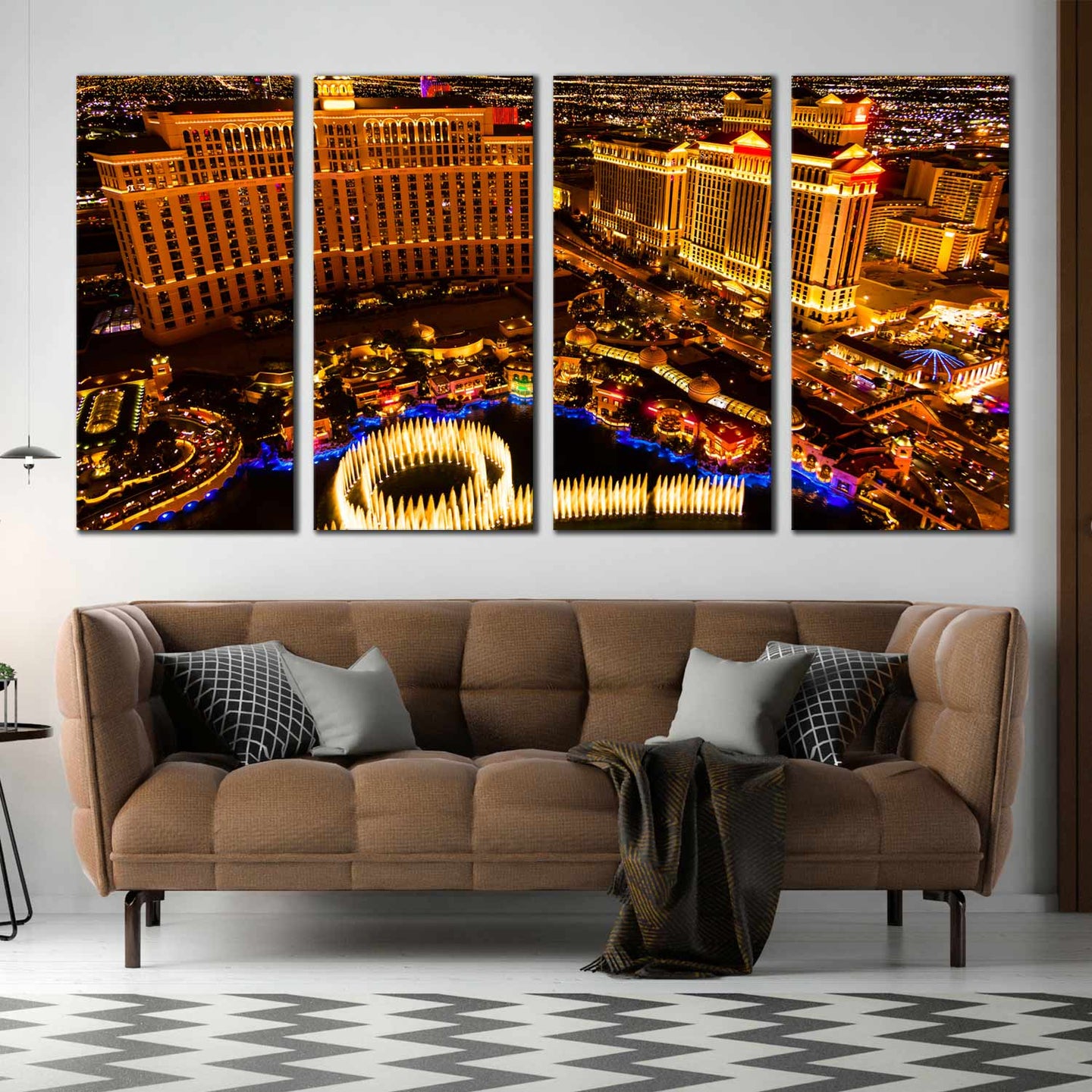 Las Vegas City Skyline At Night 4 piece wall art For Living room