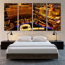 Load image into Gallery viewer, Las Vegas City Skyline At Night 4 piece wall decor For Your Bredroom
