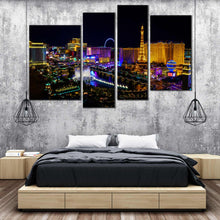 Load image into Gallery viewer, Las Vegas City Skyline At Night 4 piece wall decor For Bedroom
