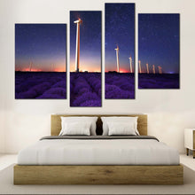 Load image into Gallery viewer, Lavender Field Canvas Wall Art Purple Lavender Landscape Scenery  4 Piece Canvas Print
