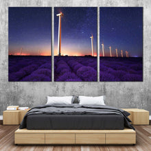 Load image into Gallery viewer, Lavender  Landscape  Canvas  Print  Orange  Sunset  Windmill  Triptych  Canvas  Wall  Art  Purple  Lavender  Field  3  Piece  Multi  Panel  Canvas For Bedroom
