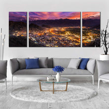 Load image into Gallery viewer, Leh Ladakh Canvas Print Yellow Mountains Town 3 Piece Canvas Wall Art India Blue Sky Ladakh City Triptych Multi Canvas Artwork For Living Room
