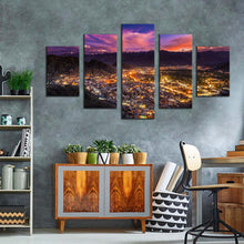 Load image into Gallery viewer, Leh Ladakh Canvas Print Yellow Mountains Town 5 Piece Canvas Wall Art India Blue Sky Ladakh City Triptych Multi Canvas Artwork
