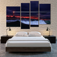 Load image into Gallery viewer, Lighthouse beam at Dawn Multi Panel 4 piece Canvas Home Decor
