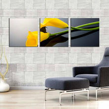 Load image into Gallery viewer, Lily Floral Canvas Wall Art Digital Flowers Canvas Print Yellow Calla Lily 3 Piece Canvas In Living Room
