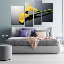 Load image into Gallery viewer, Lily Floral Canvas Wall Art Digital Flowers Canvas Print Yellow Calla Lily 4 Piece Canvas
