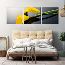 Load image into Gallery viewer, Lily Flowers Canvas Wall Art Yellow Lily Floral Canvas Print Isolated Lilies 3 Piece Multiple Canvas In Bedroom
