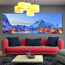 Load image into Gallery viewer, Lofoten  Islands  snowy  mountain  panoramic  Canvas  prints In Living Room
