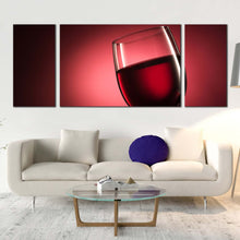 Load image into Gallery viewer, Luxury Wine Canvas WallArt Still Life Wine 3 Piece Multiple Canvas Red Black Wine Glass Canvas Print In Living Room
