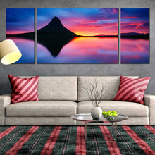 Load image into Gallery viewer, Majestic Evening With Kirkjufell Volcano triptych canvas wall art For Living Room
