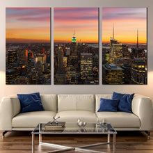 Load image into Gallery viewer, Manhattan skyline New York triptych wall art For Living Room
