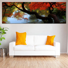 Load image into Gallery viewer, Maple  Garden  Canvas  Print  Japanese  Red  Maple  Tree  Living  Room  1  Piece  Canvas  Wall  Art  Kubota  Garden  Green  Trees  Reflection  Canvas  Artwork For Living Room
