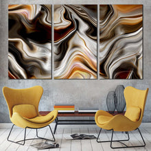 Load image into Gallery viewer, Marble Stone Canvas Print Golden Abstract Marble 3 Piece Canvas Set Black Marble Modern Abstract Canvas WallArt In Living room
