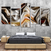 Load image into Gallery viewer, Marble Stone Canvas Print Golden Abstract Marble 5 Piece Canvas Set Black Marble Modern Abstract Canvas WallArt
