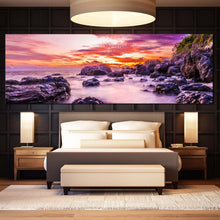 Load image into Gallery viewer, Matamanoa  Beach  Canvas  Print  Purple  Fiji  Ocean  Canvas  Wall  Art  Orange  Ocean  Rocks  Multiple  Canvas  Bedroom  Tokoriki  Island  1  Piece  Canvas  Set For Bedroom
