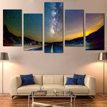 Load image into Gallery viewer, Milky Way Canvas Wall Art Yellow Sunset Stars Sky Scenery  5 Piece Canvas Print
