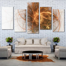 Load image into Gallery viewer, Modern Abstract Canvas Print.White Gold Abstract Canvas Artwork Yellow Abstract Fractal Circle 5 Piece Canvas WallArt
