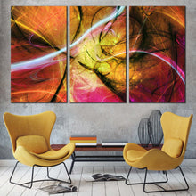 Load image into Gallery viewer, Modern Abstract Canvas Print Abstract Bright Fractal Canvas Wall Art Colorful Abstract Electric Fractal 3 Piece Multiple Canvas In Living room
