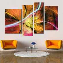 Load image into Gallery viewer, Modern Abstract Canvas Print Abstract Bright Fractal Canvas Wall Art Colorful Abstract Electric Fractal 4 Piece Multiple Canvas
