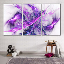 Load image into Gallery viewer, Modern Abstract Canvas Wall Art Purple Abstract Fractal Canvas Print Blue Elegant Abstract Design 3 Piece Canvas
