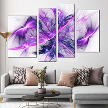 Load image into Gallery viewer, Modern Abstract Canvas Wall Art Purple Abstract Fractal Canvas Print Blue Elegant Abstract Design 4 Piece Multiple Canvas
