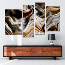 Load image into Gallery viewer, Modern Abstract Canvas Wall Art Abstract Marble Stone 4 Piece Canvas Print Golden Black Abstract Marble Multi Canvas Artwork
