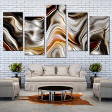 Load image into Gallery viewer, Modern Abstract Canvas WallArt Abstract Marble Stone 5 Piece Canvas Print Golden Black Abstract Marble Multi Canvas Artwork
