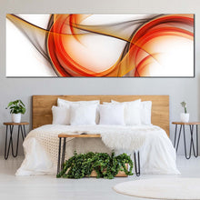 Load image into Gallery viewer, Modern Abstract Canvas Wall Art Orange Red Abstract Shape 1 Piece Canvas Print In Bedroom
