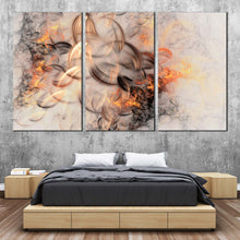 Load image into Gallery viewer, Modern Abstract Canvas Wall Art Orange White Smoke Texture Abstract 3 Piece Canvas Print Embossed Fractal Abstract Canvas Set For Bedroom
