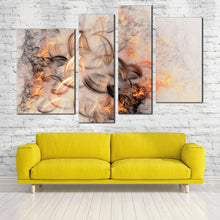 Load image into Gallery viewer, Modern Abstract Canvas Wall Art Orange White Smoke Texture Abstract 4 Piece Canvas Print Embossed Fractal Abstract Canvas Set
