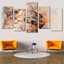 Load image into Gallery viewer, Modern Abstract Canvas WallArt Orange White Smoke Texture Abstract 5 Piece Canvas Print Embossed Fractal Abstract Canvas Set
