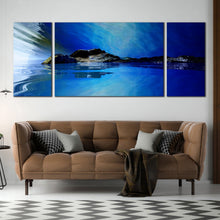 Load image into Gallery viewer, Modern  Abstract  Blue  Ocean  Orange  Dawn  Triptych  Wall  Decor In Living Room
