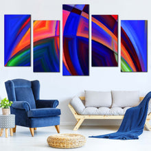 Load image into Gallery viewer, Modern Abstract Canvas Print Contemporary Blue Abstract  5 Piece Canvas Wall Art Orange Abstract Shapes Multi Canvas
