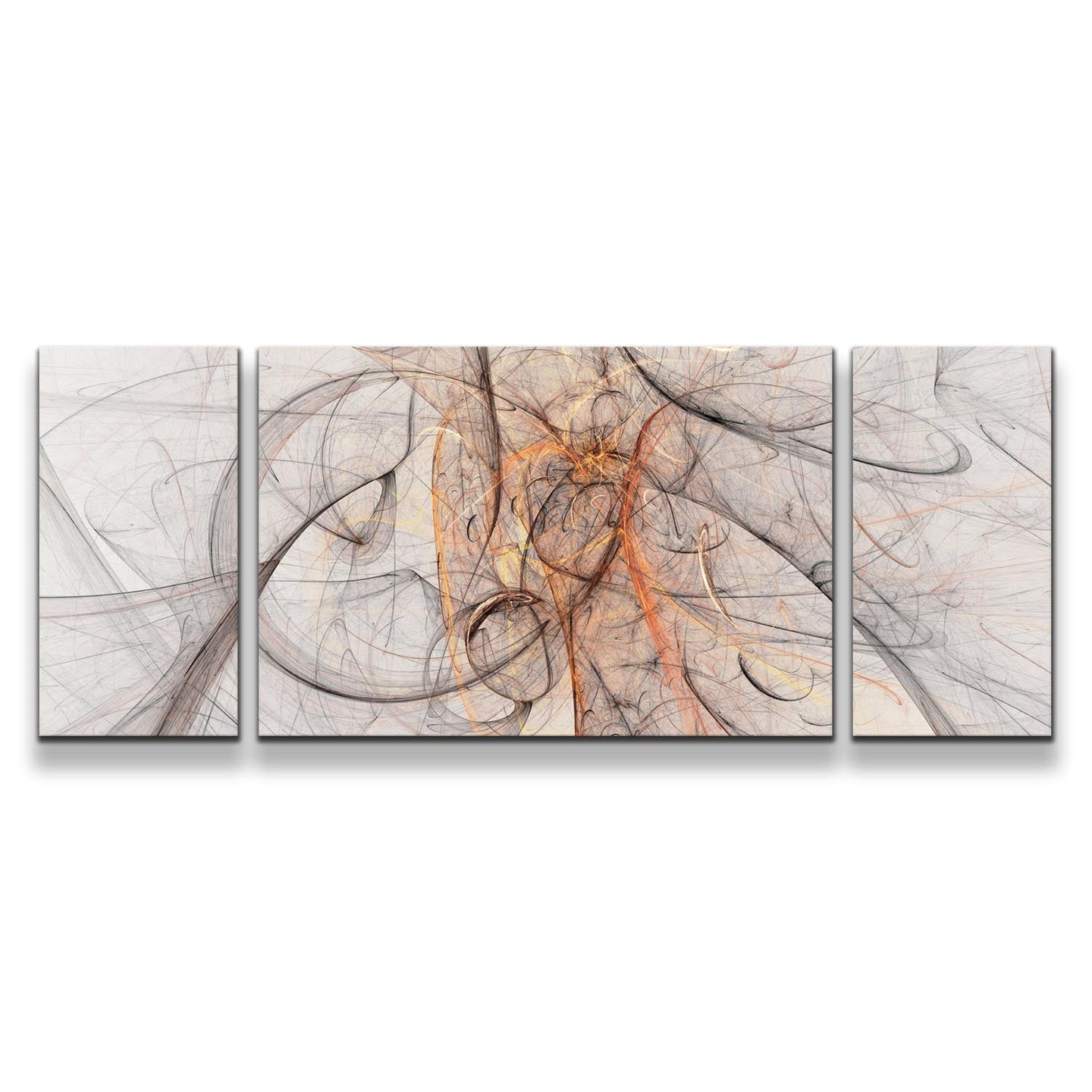 Modern Abstract Canvas Print White Digital Abstract Elements 3 Piece Canvas Wall Art Orange Graphic Abstract Triptych Canvas Set