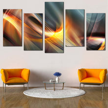 Load image into Gallery viewer, Modern Abstract Canvas Print Yellow Elegant Abstract Multiple Canvas Grey Abstract Shapes  5 Piece Canvas Wall Art In Living Room
