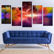 Load image into Gallery viewer, Modern Abstract Canvas Wall Art Abstract Clouds  Canvas Print Colorful Ocean Sky 5 Piece Multi Canvas Artwork In Living Room
