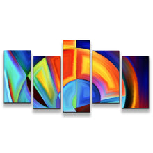 Load image into Gallery viewer, Modern Abstract Canvas Wall Art Abstract Colorful Geometric Illustration 5 Piece Canvas Blue Orange Contemporary Shapes Canvas Print

