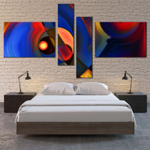 Load image into Gallery viewer, Modern Abstract Canvas Wall Art Abstract Forms Bedroom 4 Piece Canvas Print Colorful Modern Circle Shapes Multi Canvas In Bedroom
