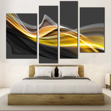 Load image into Gallery viewer, Modern Abstract Canvas Wall Art Abstract Grey Smoke Waves Canvas Set Beautiful Yellow Abstract Patterns  4 Piece Canvas Print 
