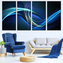 Load image into Gallery viewer, Modern Abstract Canvas Wall Art Blue Green Abstract Waves Canvas Set Beautiful Elegant Abstract  4 Piece Canvas Print In Living room
