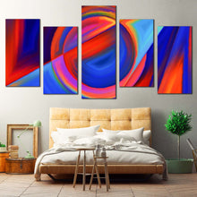 Load image into Gallery viewer, Modern Abstract Canvas Wall Art Blue Red Abstract Forms 5 Piece Multiple Canvas Abstract Circular Shapes Canvas Print 
