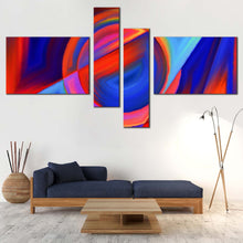 Load image into Gallery viewer, Modern Abstract Canvas Wall Art Blue Red Abstract Forms   4 Piece Canvas Abstract Circular Shapes Canvas Print For Living Room
