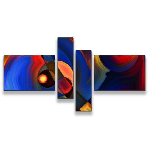 Modern Abstract Canvas Wall Art Colorful Abstract Forms 4 Piece Multiple Canvas Abstract Circular Shapes Canvas Print