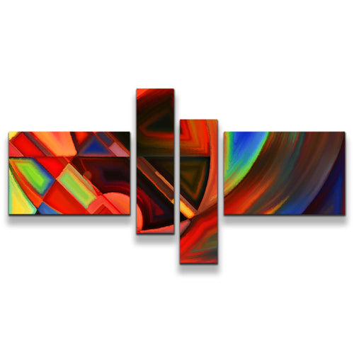 Modern Abstract Canvas Wall Art Colorful Abstract Patterns 4 Piece Canvas Red Abstract Shapes Canvas Print