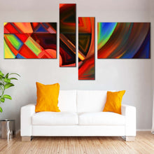 Load image into Gallery viewer, Modern Abstract Canvas Wall Art Colorful Abstract Patterns   4 Piece Canvas Red Abstract Shapes Canvas Print For Living Room
