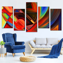 Load image into Gallery viewer, Modern Abstract Canvas Wall Art Colorful Abstract Patterns  5 Piece Canvas Red Abstract Shapes Canvas Print 
