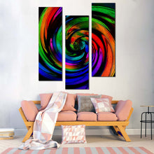 Load image into Gallery viewer, Modern  Abstract  Canvas  Wall  Art  Green  Purple  Abstract  Spiral  Multiple  Canvas  Colorful  Abstract  Fractal  Pattern  Living  Room  3  Piece  Canvas In Living Room
